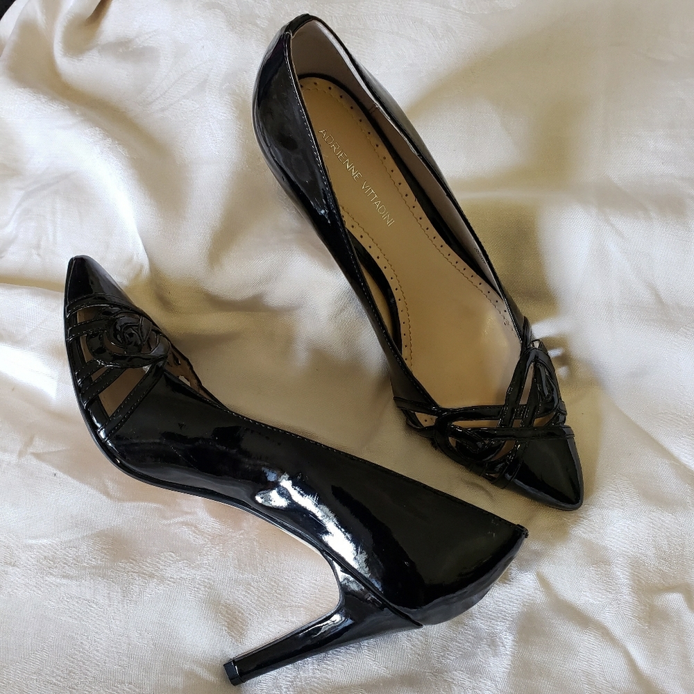 Adrienne Vittadini Black Patent Leather Heels